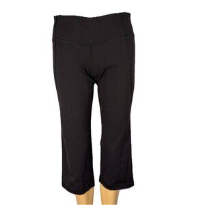 Lululemon Gather & Crow Crop Leggings Black Size 8 Yoga Running Fitness Gym